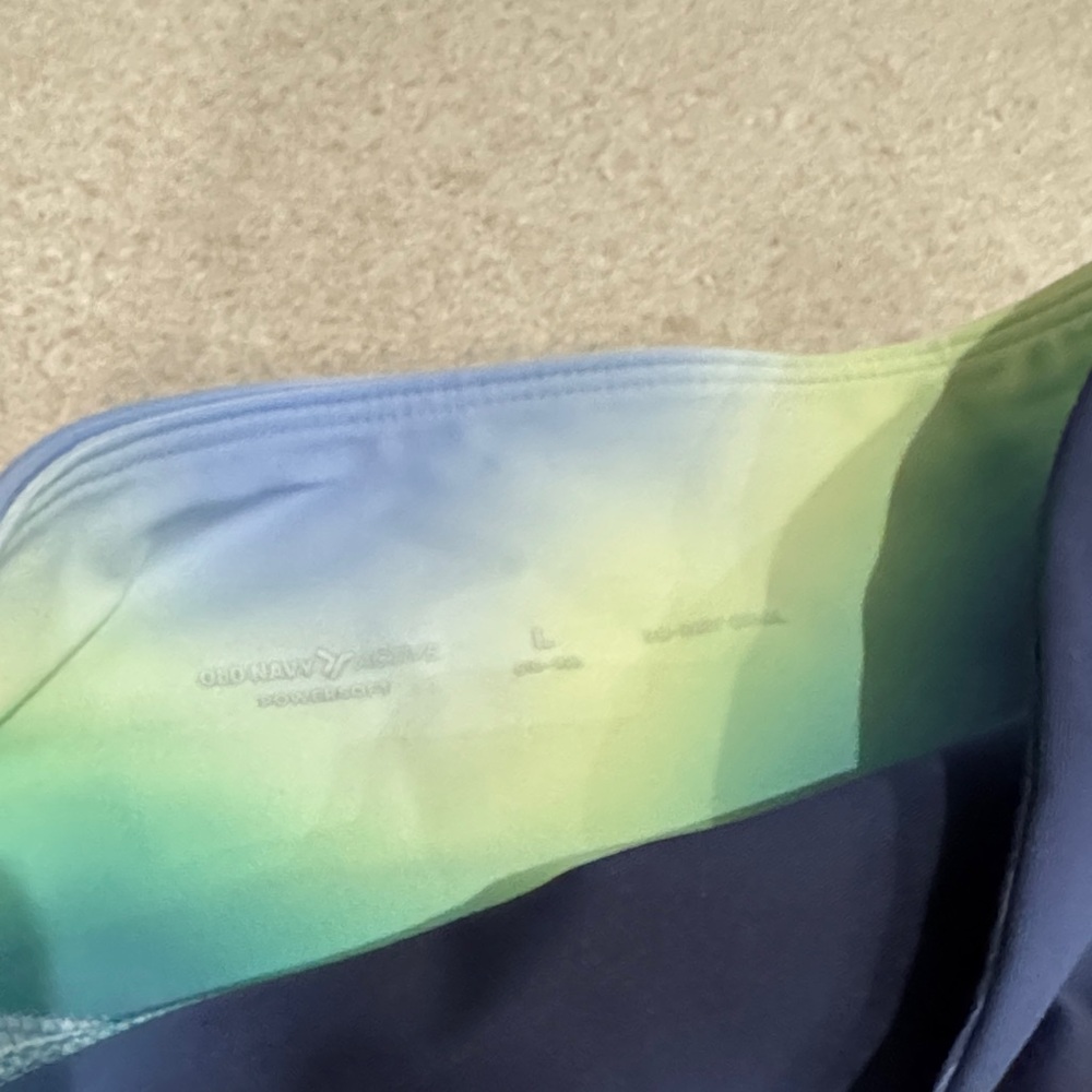 Old Navy Active Powersoft Blue yellow green Tie Dye TANK SKORT Set Large 10-12 - Picture 6 of 8